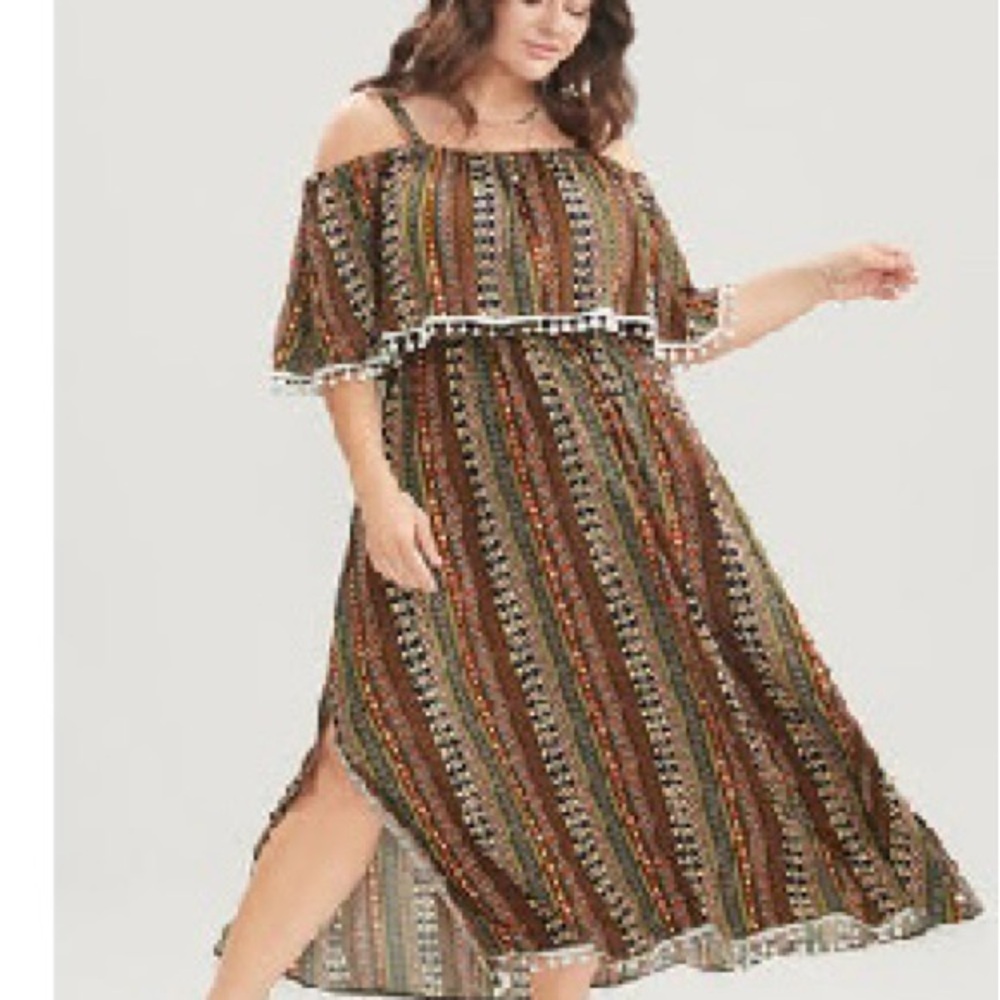 Bloomchic brand new striped bohemian style maxi dress- Multicolor